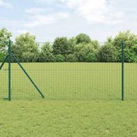 VidaXL Hek met paal groen 1,4 x 10 m staal en pvc
