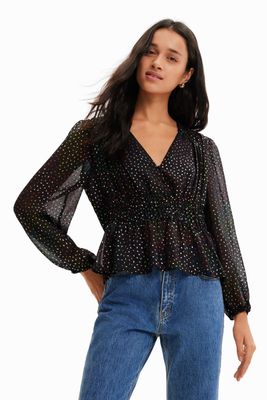 Glanzende blouse van chiffon