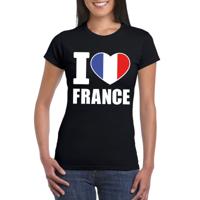 Supporters t-shirt - I love France - Frankrijk - zwart - voor dames - kleding