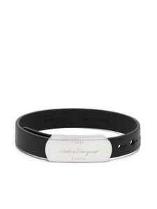 Ferragamo bracelet en cuir à logo gravé - Noir