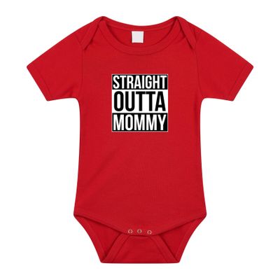 Straight outta mommy geboorte cadeau / kraamcadeau romper rood voor babys