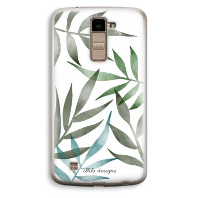 Tropical watercolor leaves: LG K10 (2016) Transparant Hoesje