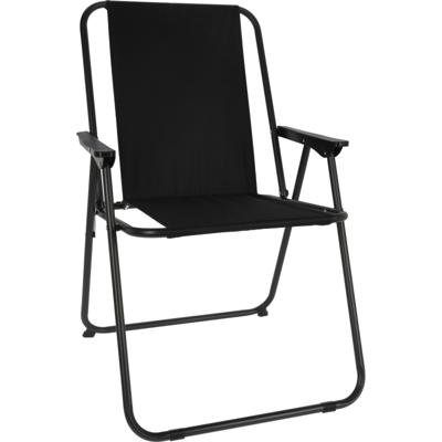 Redcliffs camping/strand stoel - aluminium - inklapbaar - zwart - L57 x B48 x H84 cm