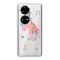 Roze eenhoorn: Huawei P50 Pro Transparant Hoesje