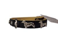 Leren halsband Teckel (klein) zwart / naturel