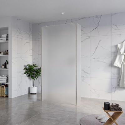 Fortifura Galeria Vrijstaande Inloopdouche - 100x200cm - Glas mat - antikalk - 8mm veiligheidsglas - 2 zijwanden 40cm - wandsteunen en hoekprofielen - Geborsteld RVS PVD (RVS) SW927769 2x/SW797927/SW797921 2x/SW798730 2x