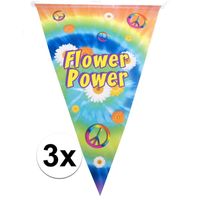 3x Hippie feest vlaggenlijn flower power 5 meter   - - thumbnail