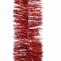 Decoris kerstslinger - rood - 270 x 7,5 cm - tinsel/folie - lametta slinger   -