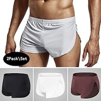 Voor heren 2 pakken Boxer 95% Polyester 5% Spandex Ademend Zacht Effen Medium Taille Zwart Wit Lightinthebox