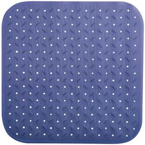 Douche/bad anti-slip mat badkamer - rubber - blauw - 54 x 54 cm - vierkant