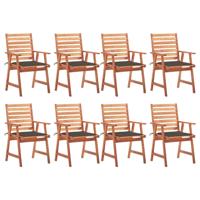 Tuinstoelen 8 st met kussens massief acaciahout