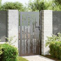 Tuinpoort, Tuinpoort 105x75 cm Cortenstaal Bamboe Ontwerp Zwart