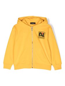 DSQUARED2 KIDS hoodie zippé à logo imprimé - Jaune