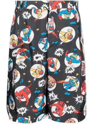 Moschino short en soie à imprimé graphique - Gris