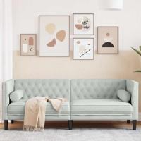 Chesterfieldbank Geruit Lichtgrijs 194 x 74.5 x 70.5 cm Fluweel Chesterfieldbank Geruit Lichtgrijs 194 x 74.5 x 70.5 cm Fluweel