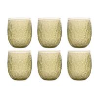 Glazenset Home ESPRIT Groen Kristal Met reliëf 360 ml (6 Stuks)