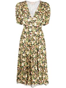 Marni robe mi-longue à fleurs - Noir