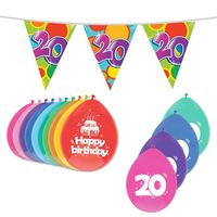 Leeftijd verjaardag thema 20 jaar pakket ballonnen/vlaggetjes - Feestpakketten