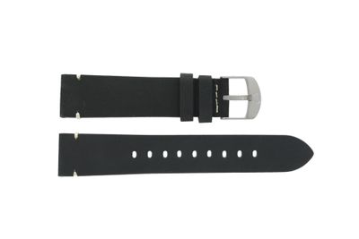 Timex horlogeband PW4B01900 Leder Zwart 20mm + wit stiksel