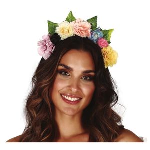 Hippie/flower power gekleurde verkleed bloemen diadeem/tiara    -
