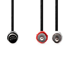 Nedis DIN-Audiokabel | DIN 5-Pins Male | 2x RCA Male | Vernikkeld | 1.00 m | Rond | PVC | Zwart | Label - CAGL20200BK10