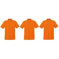 3-Pack maat 2XL oranje poloshirt premium van katoen voor heren