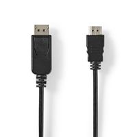 Nedis DisplayPort-Kabel | DisplayPort Male | HDMI Connector | 4K@60Hz | Vernikkeld | 2.00 m | Rond | PVC | Zwart | Label - CCGL37101BK20