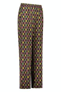 Studio Anneloes Mila Graphic Satin Trousers 09081 Broek 8429 Camel/lime