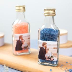 Mini flesjes met vierkante sticker - set van 12