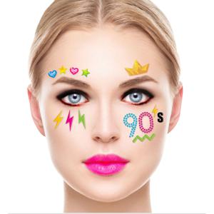 Fiestas Guirca Carnaval verkleed Gezicht stickers - Foute 90s party - plakdiamantjes - schmink stickers   -