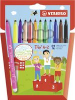 STABILO Trio A-Z, viltstift, met ergonomische driekantige gripzone, etui met 12 kleuren - thumbnail