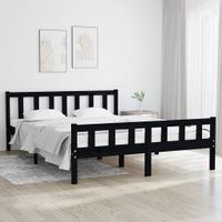 Bedframe massief hout zwart 150x200 cm 5FT King Size - thumbnail