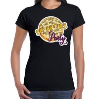 Disco seventies party feest t-shirt zwart voor dames - thumbnail