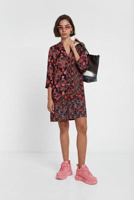 Gebloemde boho-jurk - BLACK - 38