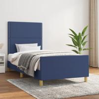 Bedframe zonder matras 90x200 cm stof blauw
