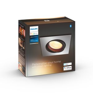 Philips Lighting Hue LED-inbouwlamp 871951433858600 Hue White Amb. Milliskin Einbauspot eckig aluminium 350lm Erweiterung GU10 5 W