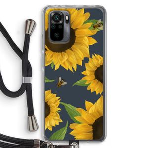 Sunflower and bees: Xiaomi Redmi Note 10 Pro Transparant Hoesje met koord
