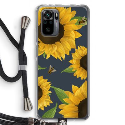 Sunflower and bees: Xiaomi Redmi Note 10 Pro Transparant Hoesje met koord