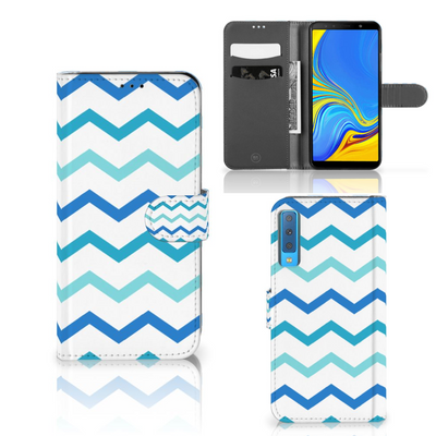 Samsung Galaxy A7 (2018) Telefoon Hoesje Zigzag Blauw Samsung Galaxy A7 (2018) Telefoon Hoesje Zigzag Blauw