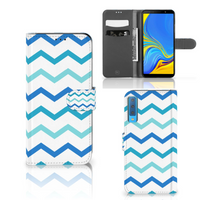 Samsung Galaxy A7 (2018) Telefoon Hoesje Zigzag Blauw