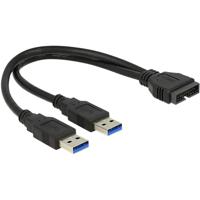 Delock USB Adapter [2x USB 3.2 Gen 1 stekker A (USB 3.0) - 1x USB 3.2 Gen 1 stekker intern 19-polig (USB 3.0)] 83910 - thumbnail