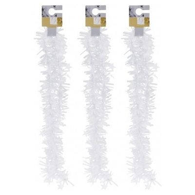 3x Witte kerstversiering folieslingers met sterretjes 180 cm