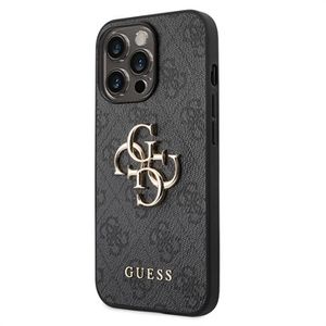 Guess 4G Big Metal Logo iPhone 14 Pro Max Hybrid Case - Zwart