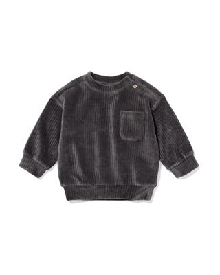 HEMA HEMA Babysweater Velours Rib Grijs (grijs)