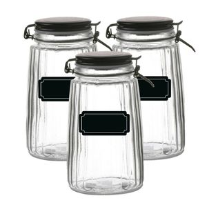 Weckpot/inmaakpot - 4x - 1.8L - glas - met beugelsluiting - incl. etiketten - Weckpotten