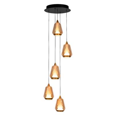 Highlight Hanglamp Tromba 5 lichts Ø 30 cm amber zwart
