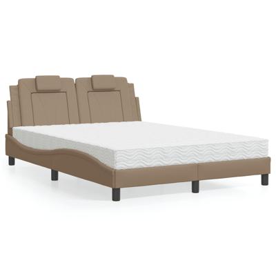 Bed met matras kunstleer cappuccinokleurig 120x200 cm