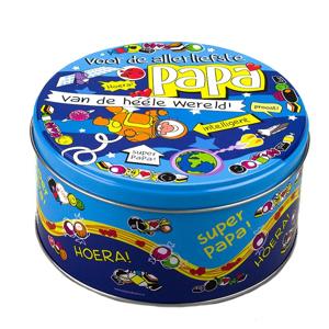 Papa snoeptrommel/bewaarblik - D14 x H7,5 cm - cadeau - Vaderdag/verjaardag