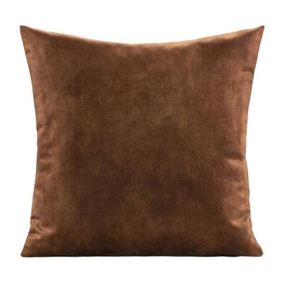 2e Halve Prijs Leen Bakker - Sierkussen Mathis - Cognac - 45x45 Cm - Polyester/Velvet - Bruin - 10x45x45 Cm