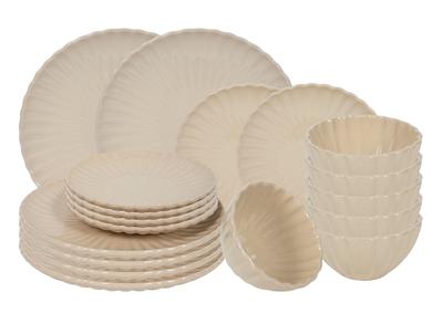 Serviesset Flower - Beige - 18-delig